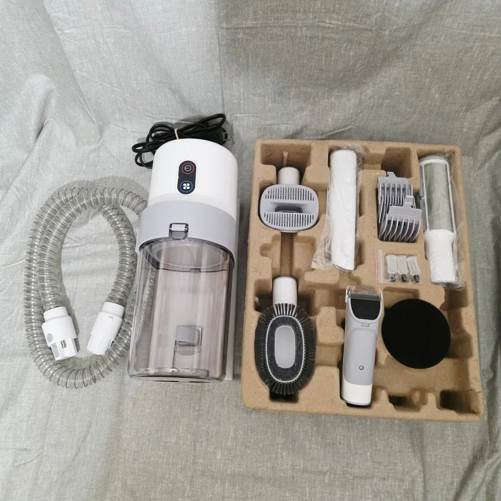 Pet Grooming Vacuum Kit with Clippers, Professional Dog Cat Grooming Tools White